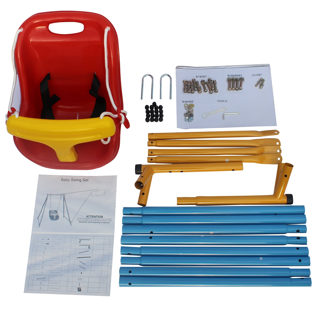 Toddler Metal Swing Set with Safety Belt – Indoor & Outdoor Backyard Play