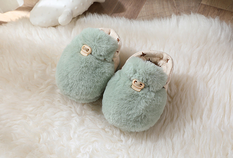 Newborn Plush Footwear Winter Thickened And Padded Infant Soft Bottom Step Front Shoes Warm Fur Baby Toddler Shoes