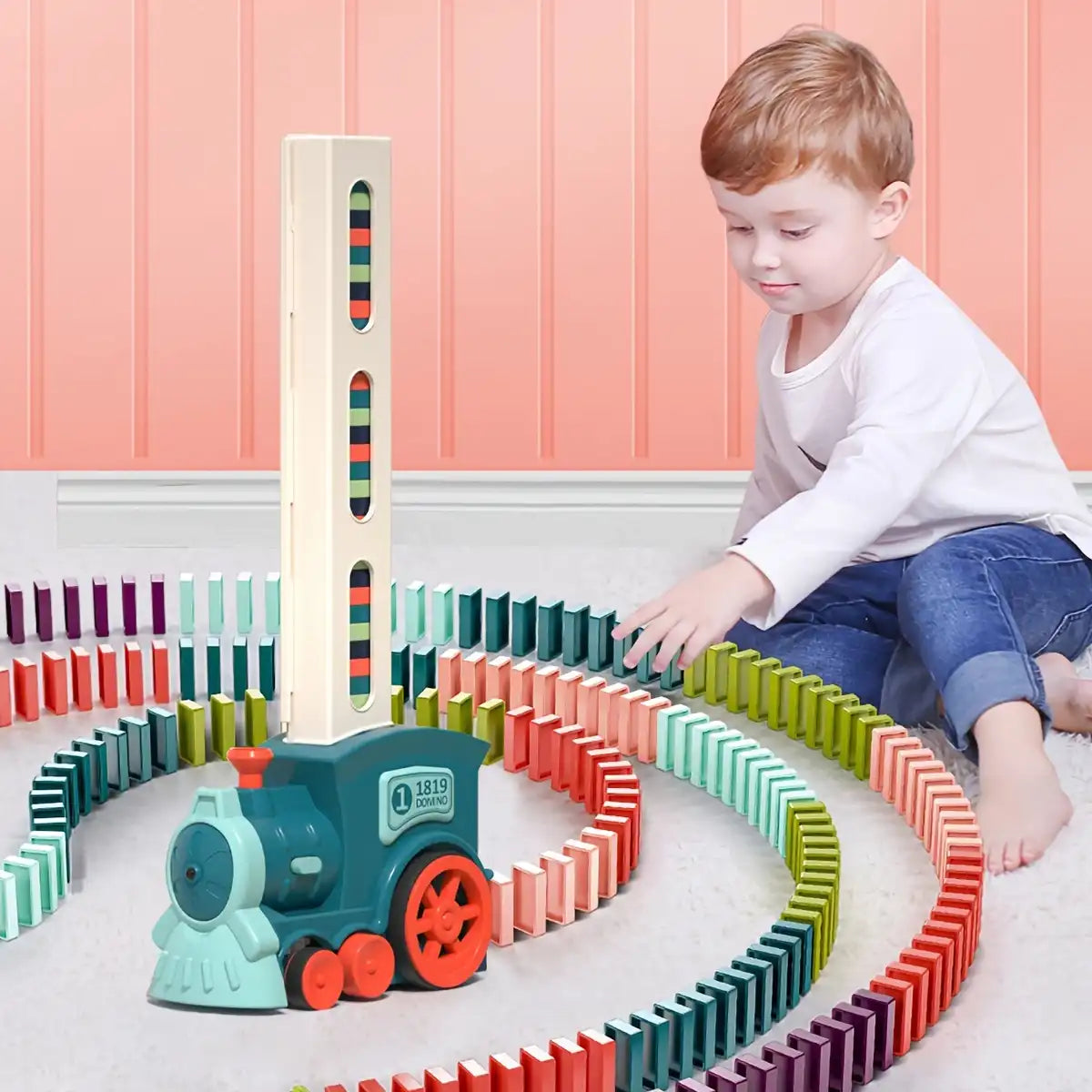 Automatic Domino Train Set for Kids – Electric Domino Laying Toy