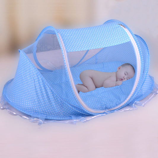 Foldable Baby Bed With Pillow & Mosquito Net (2-Piece Set)
