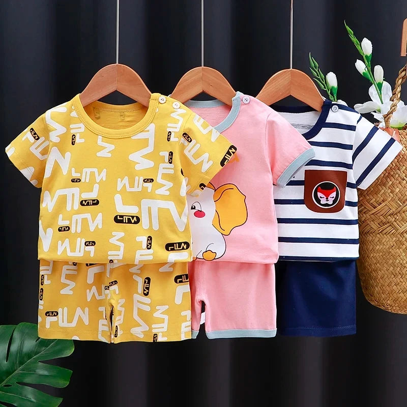 Cotton Cartoon Summer Kids Outfit Set