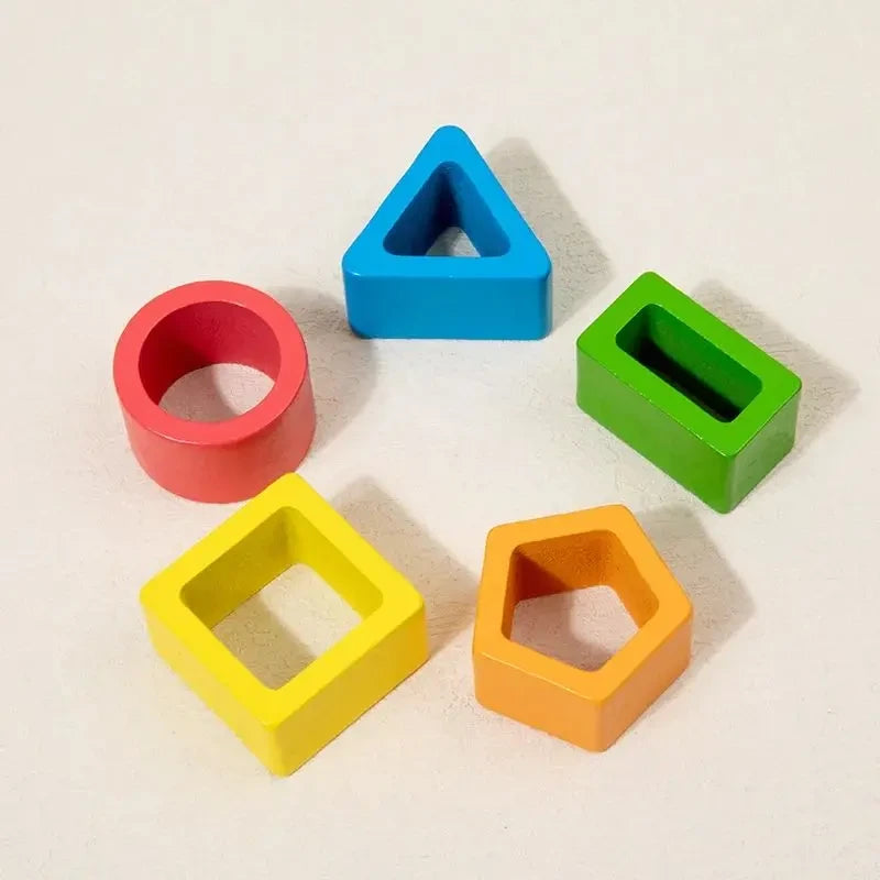 Wooden Shape Sorting Stacking Toy