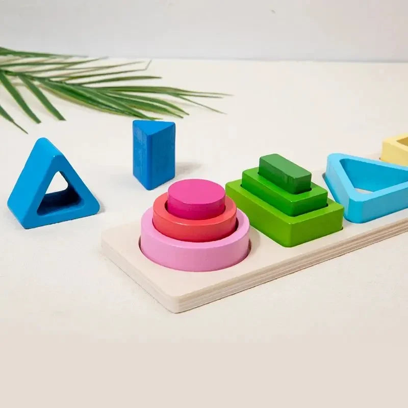 Wooden Shape Sorting Stacking Toy