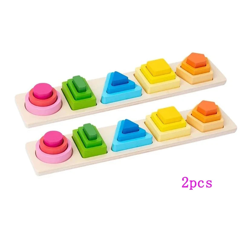 Wooden Shape Sorting Stacking Toy