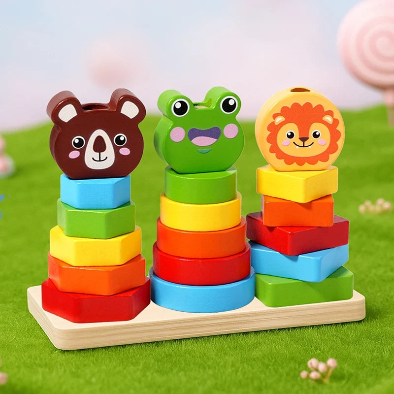 Wooden Shape Sorting Stacking Toy