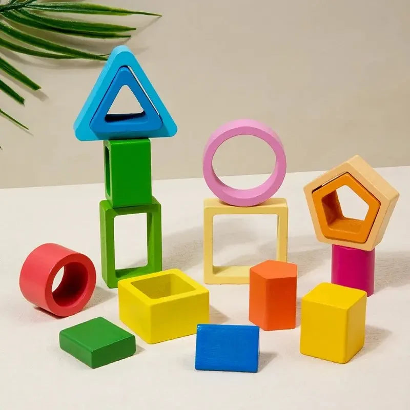 Wooden Shape Sorting Stacking Toy