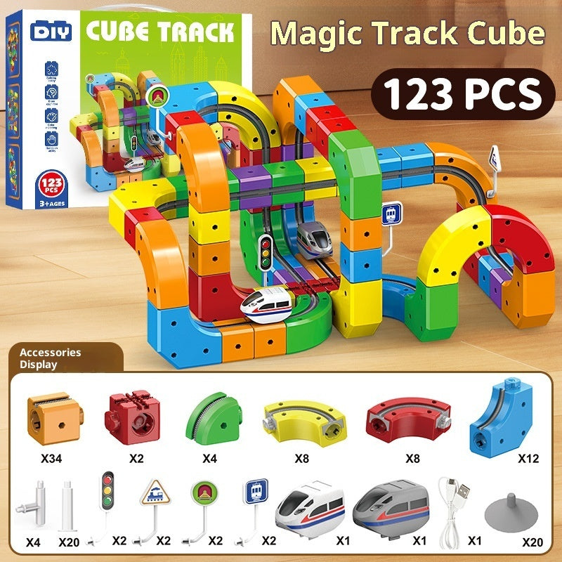Electric Train Track Building Block Set