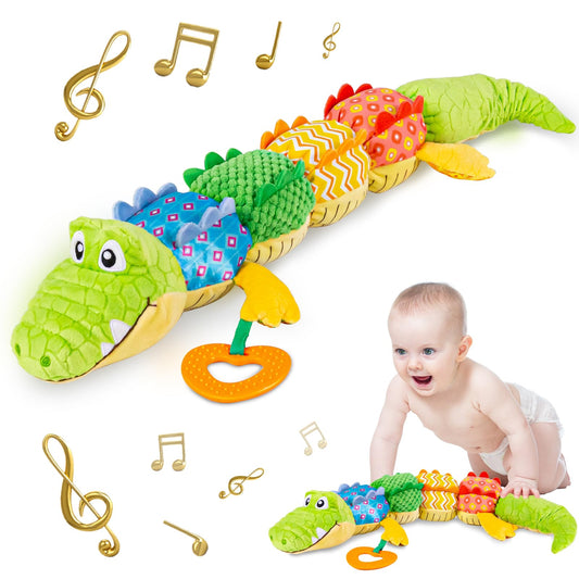 The Cuddle Croc, Musical Stuffed Infant Activity Toy with Teether, Rattle & Crinkles