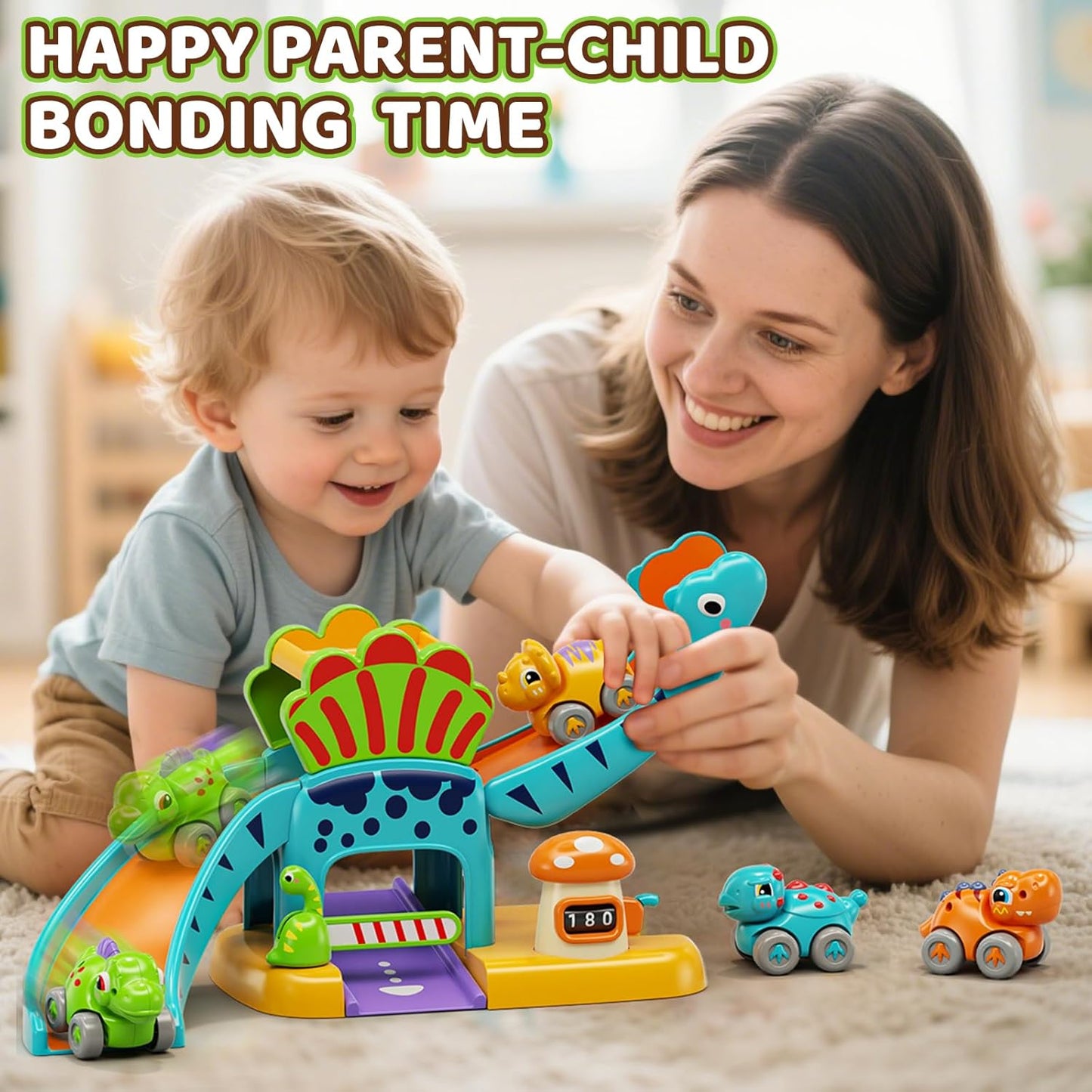 Lehoo Castle Dinosaur Slide Toy for Toddlers – Includes 4 Mini Cars, Ages 1–3