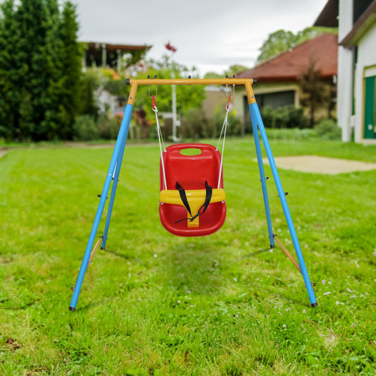 Toddler Metal Swing Set with Safety Belt – Indoor & Outdoor Backyard Play