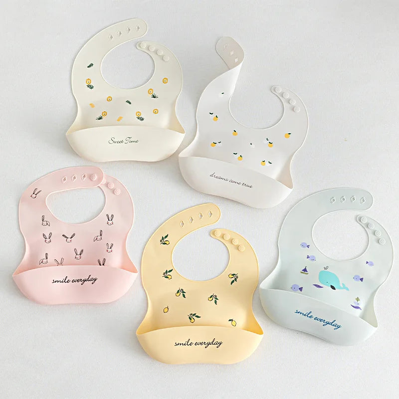 Waterproof Baby Bibs with Snaps – Washable Feeding Bibs