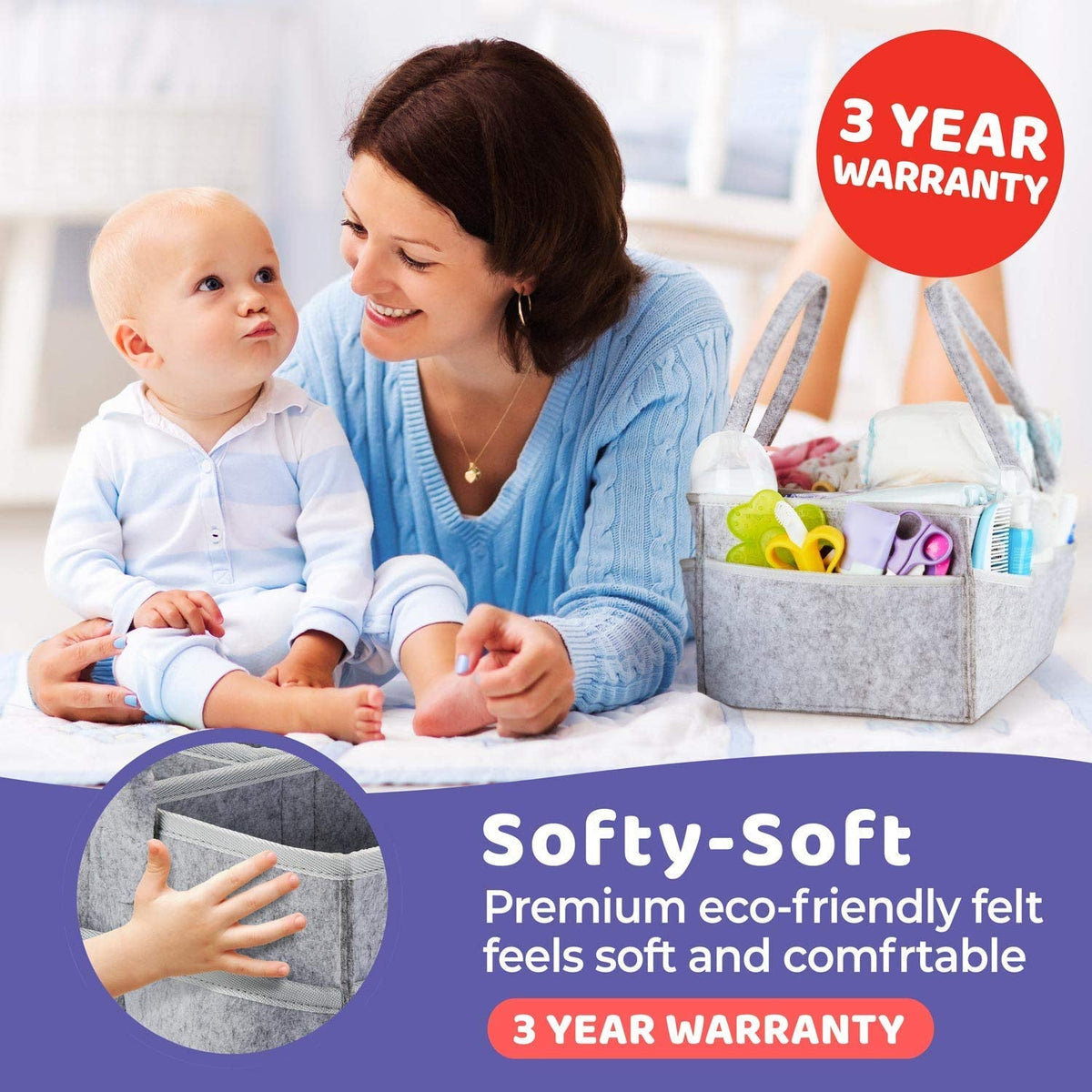 Baby Diaper Caddy Organizer – Portable Nursery Storage