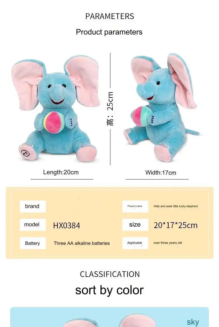MEACAOFG™ Baby Elephant Interactive Plush Toy – Musical Peek-a-Boo