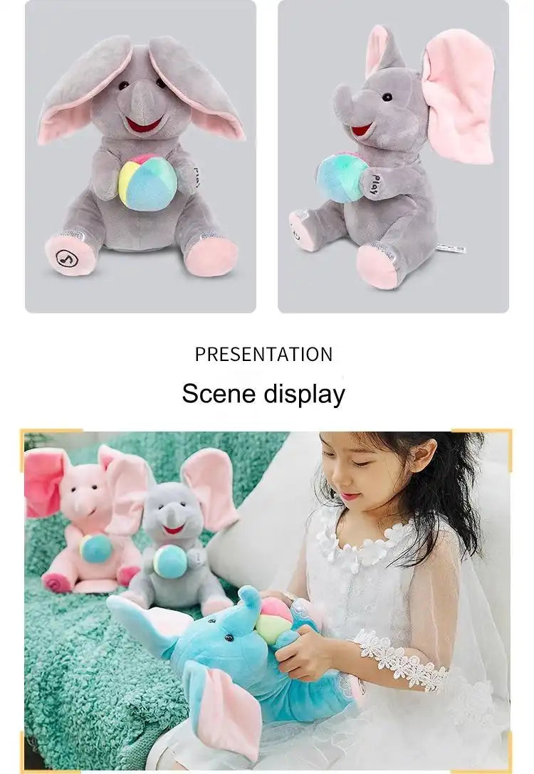 MEACAOFG™ Baby Elephant Interactive Plush Toy – Musical Peek-a-Boo