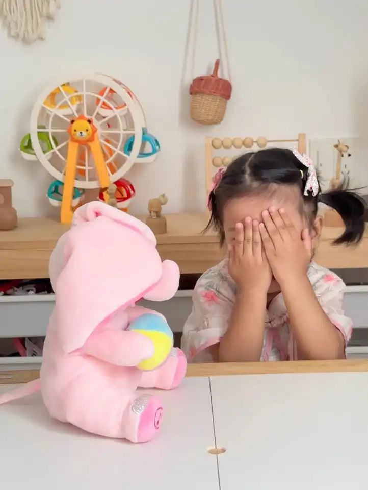 MEACAOFG™ Baby Elephant Interactive Plush Toy – Musical Peek-a-Boo