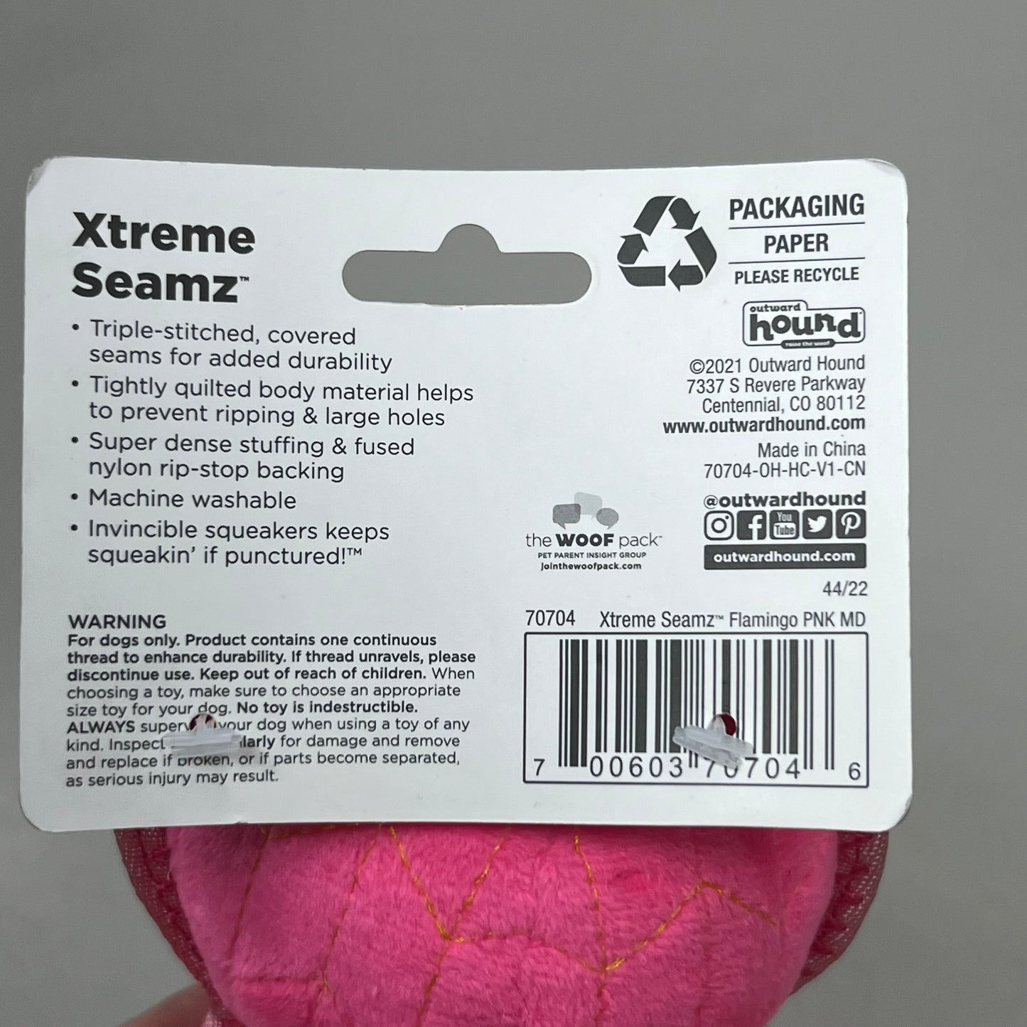 Outward Hound Xtreme Seamz Flamingo Dog Toy – Medium Pink, 2-Pack