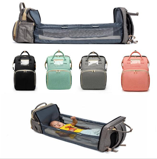 2-in-1 Portable Baby Folding Bed & Diaper Bag