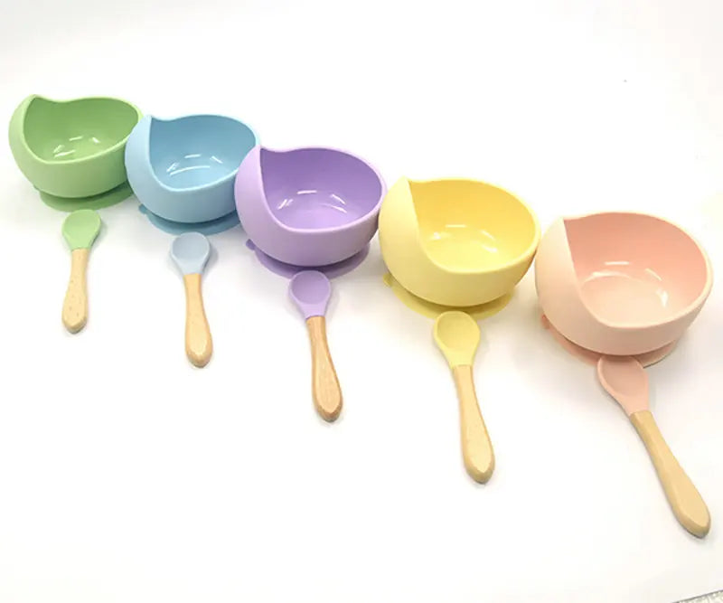 Baby Silicone Suction Bowl & Spoon Set – Non-Slip Feeding Tableware