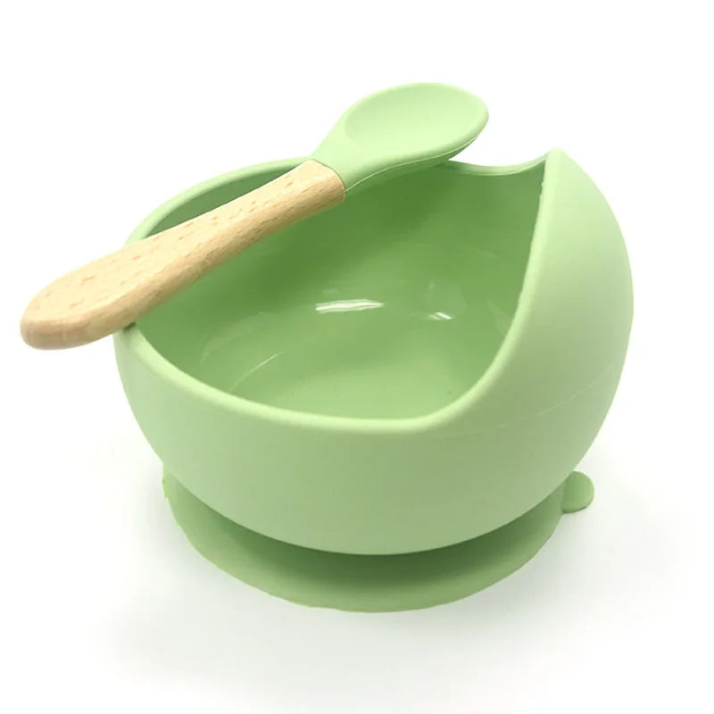Baby Silicone Suction Bowl & Spoon Set – Non-Slip Feeding Tableware