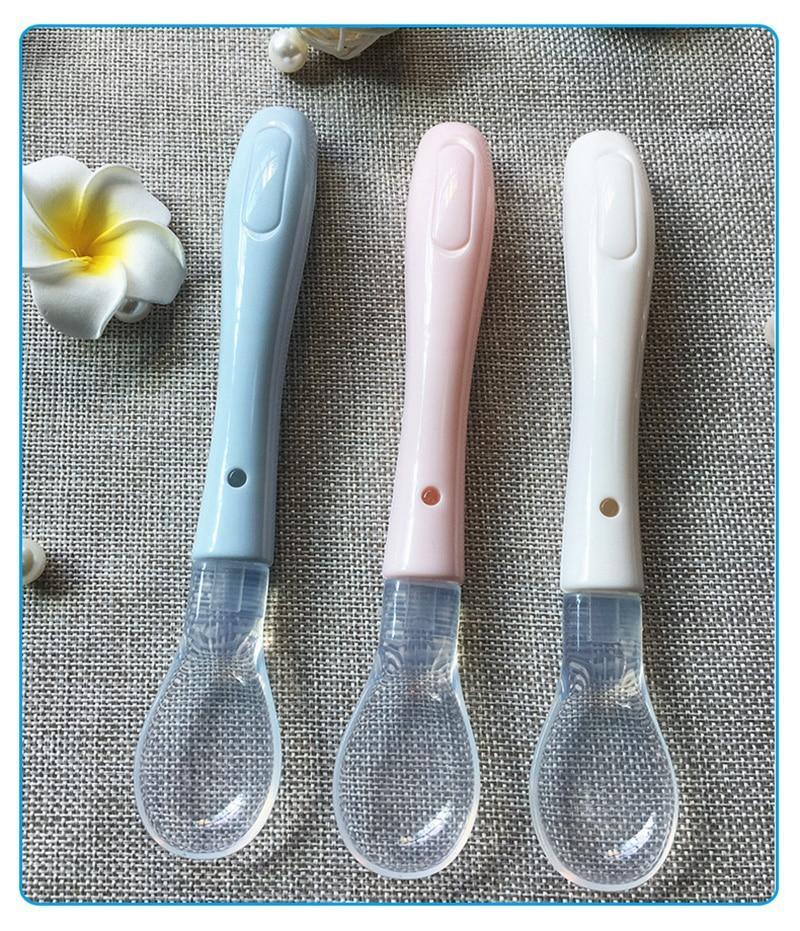 Soft Newborn Baby Spoon Feeding Silicone Spoons First Stage Infant Gift Temperature Sensing Spoon Feeding Tools For Baby and Kids