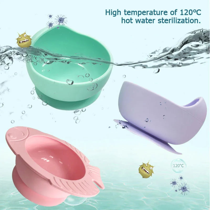 Baby Silicone Suction Bowl & Spoon Set – Non-Slip Feeding Tableware