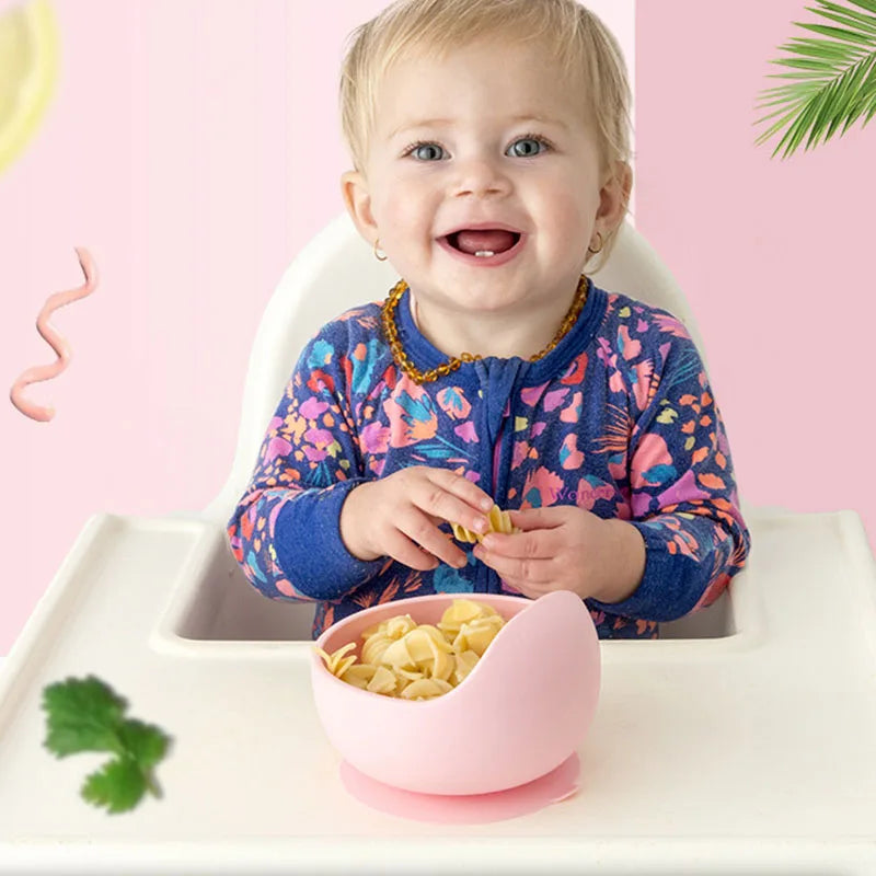 Baby Silicone Suction Bowl & Spoon Set – Non-Slip Feeding Tableware