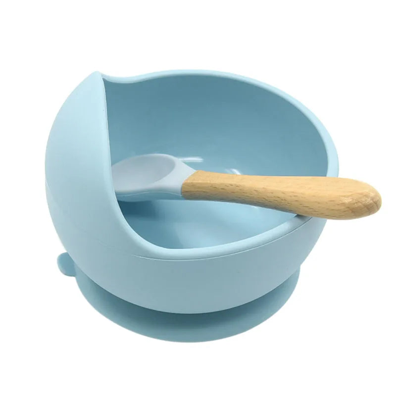 Baby Silicone Suction Bowl & Spoon Set – Non-Slip Feeding Tableware