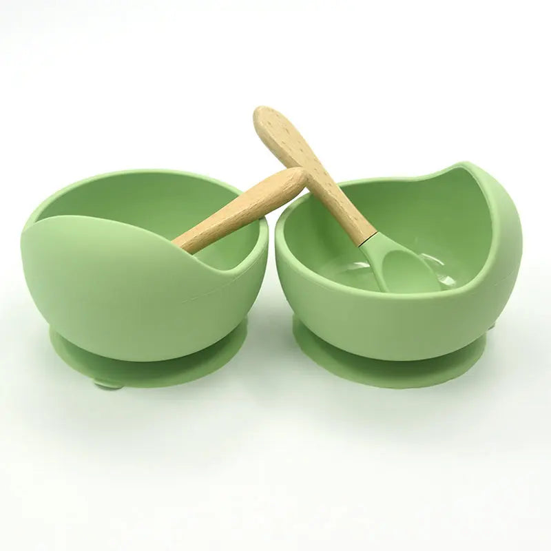 Baby Silicone Suction Bowl & Spoon Set – Non-Slip Feeding Tableware