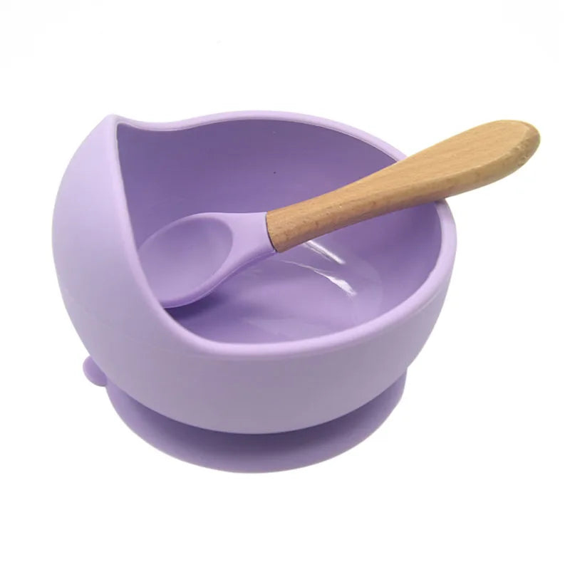 Baby Silicone Suction Bowl & Spoon Set – Non-Slip Feeding Tableware