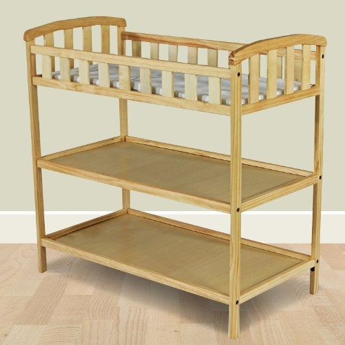Natural Wood Baby Changing Table with Safety Rail