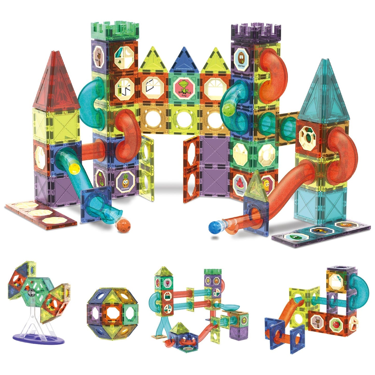Contixo ST8 Magnetic Light-Up Tiles – 110-Piece 3D STEM Marble Run Set