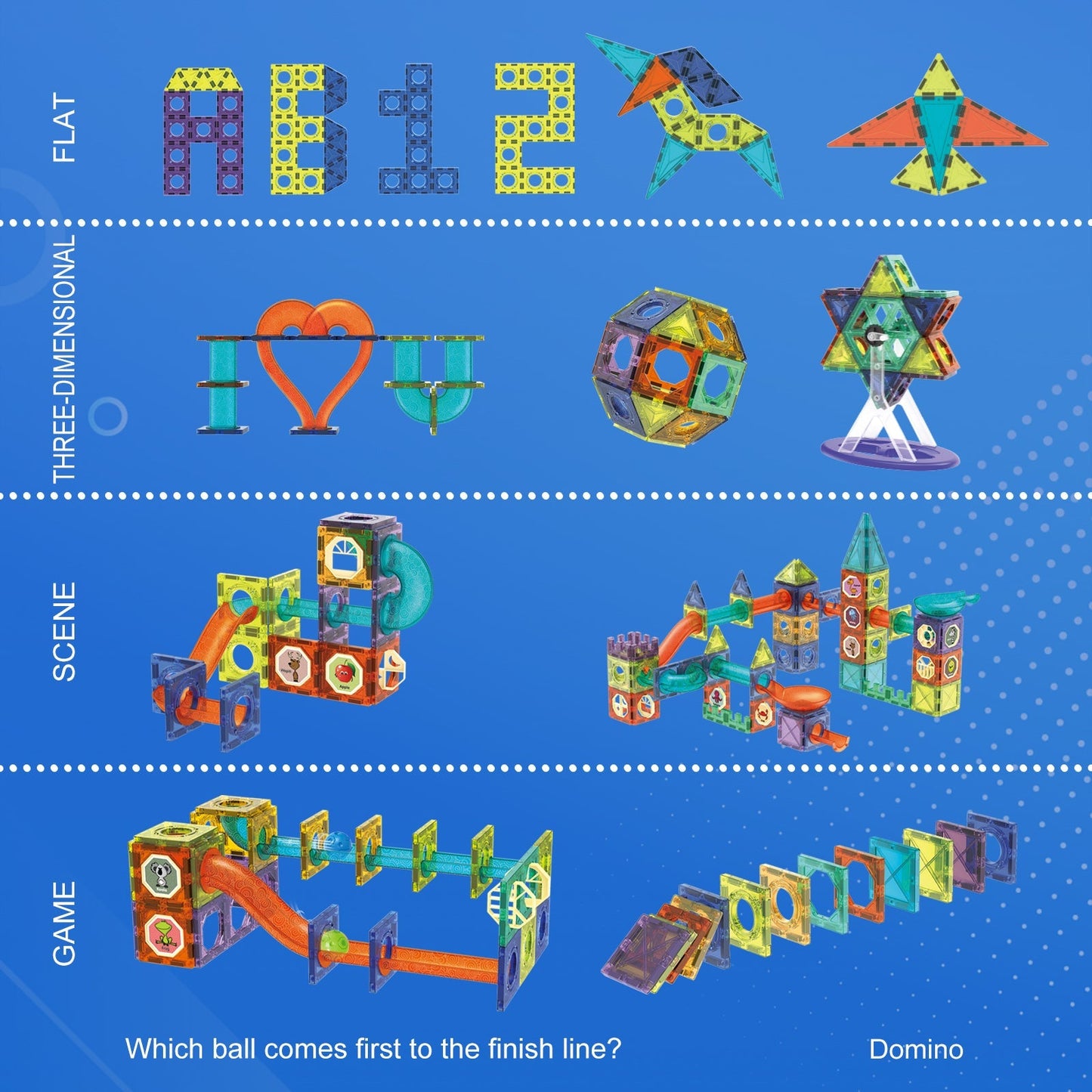 Contixo ST8 Magnetic Light-Up Tiles – 110-Piece 3D STEM Marble Run Set