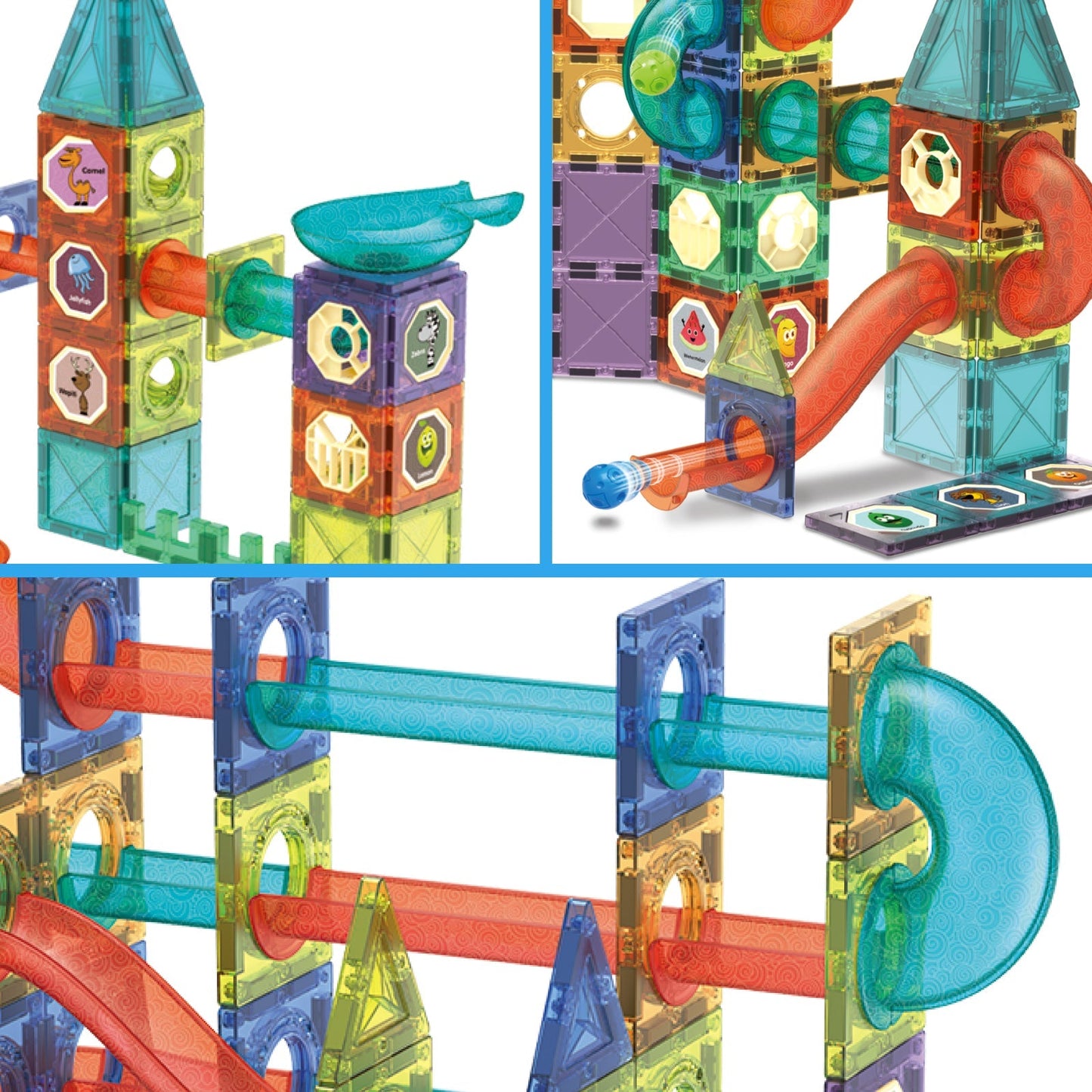 Contixo ST8 Magnetic Light-Up Tiles – 110-Piece 3D STEM Marble Run Set