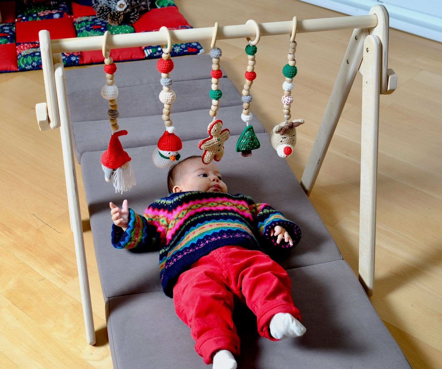 Montessori Wooden Baby Gym with Hanging Toys