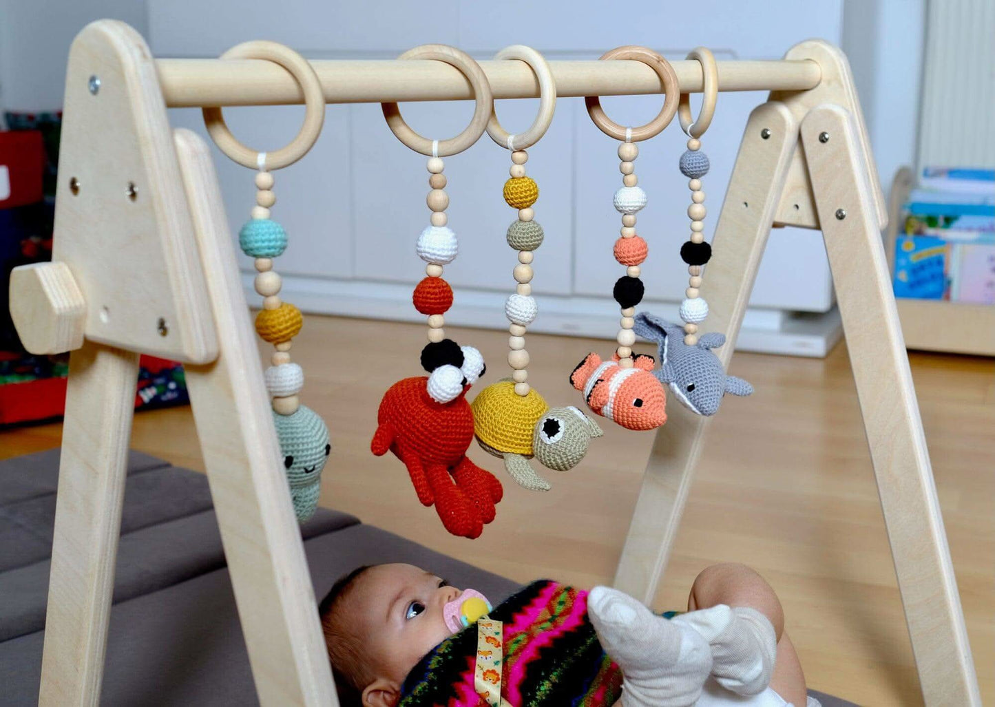 Montessori Wooden Baby Gym with Hanging Toys
