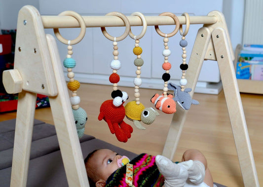 Montessori Wooden Baby Gym with Hanging Toys