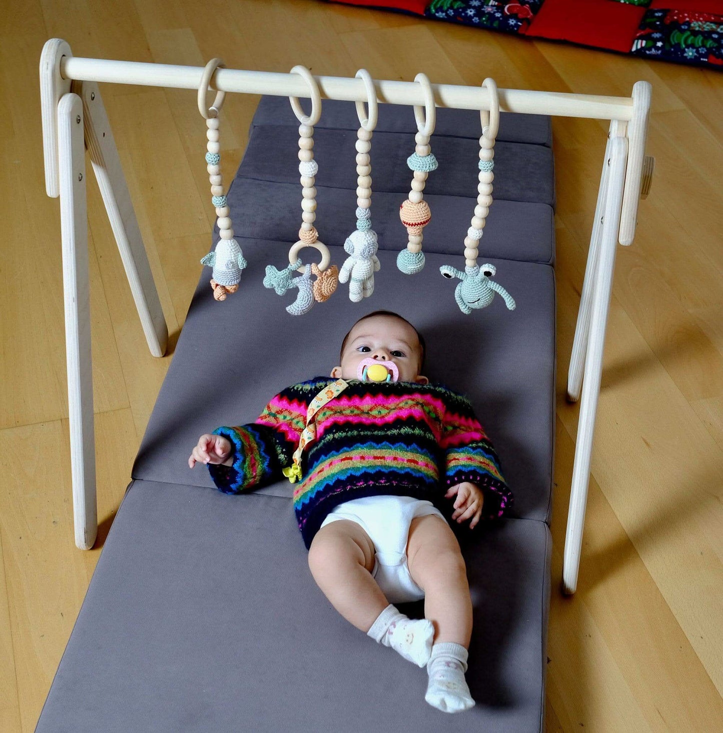 Montessori Wooden Baby Gym with Hanging Toys