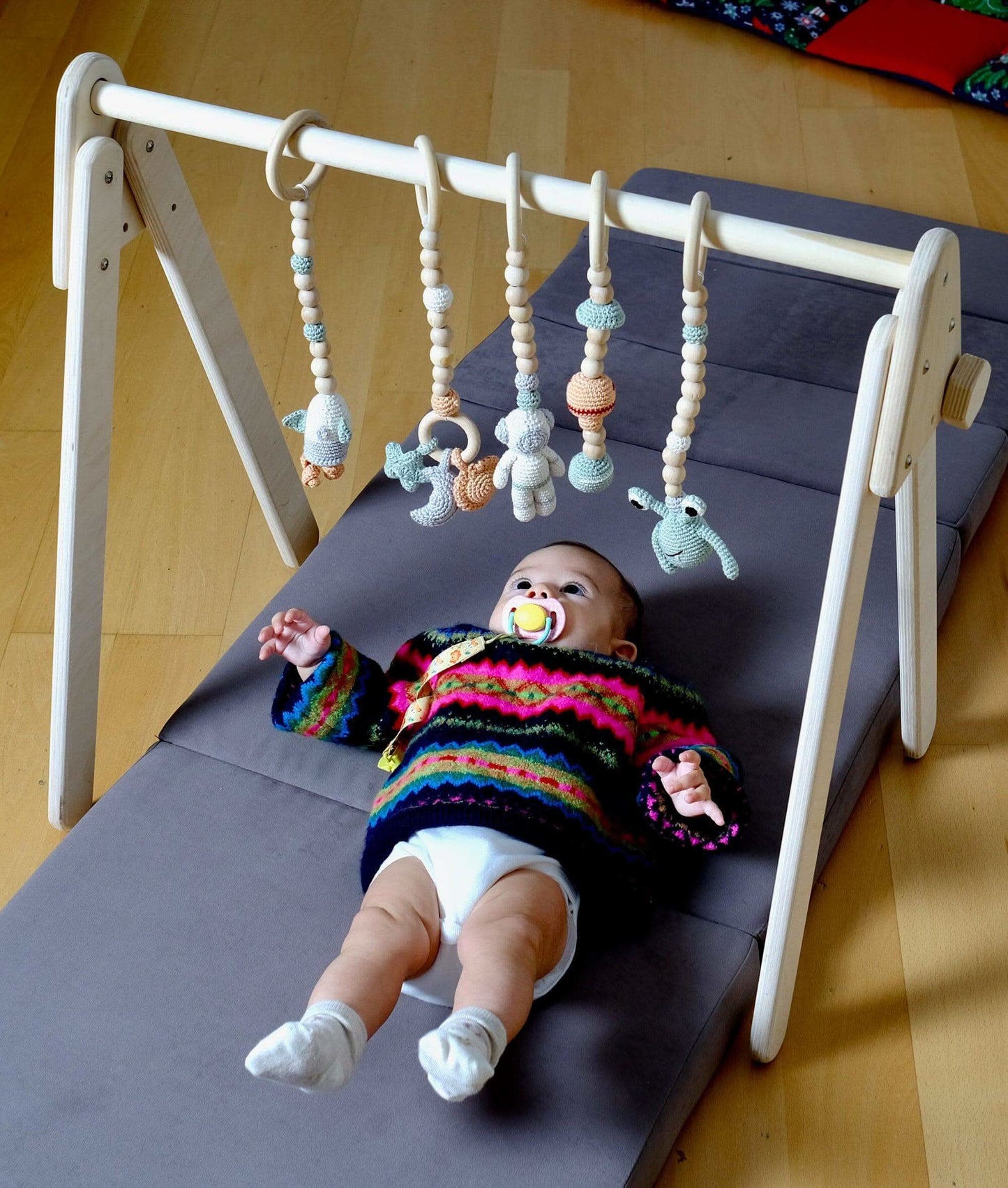 Montessori Wooden Baby Gym with Hanging Toys