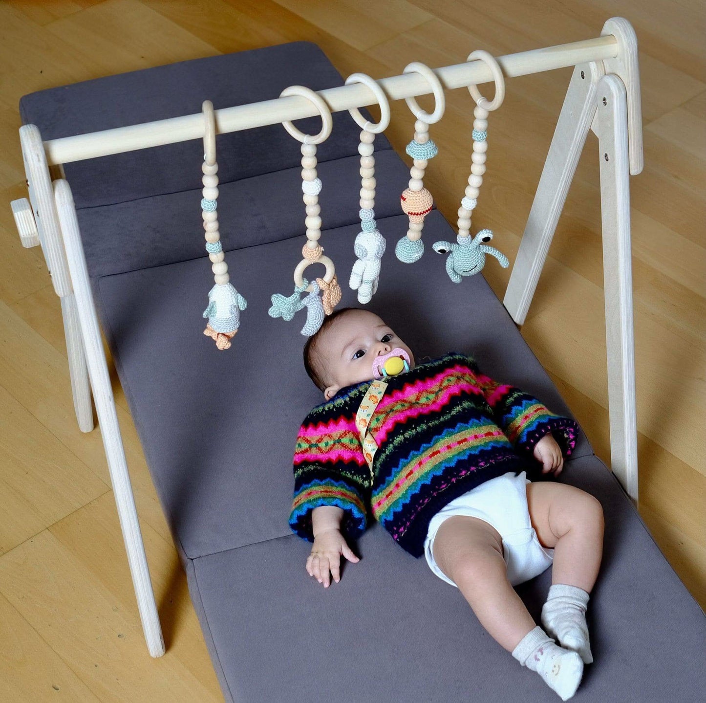 Montessori Wooden Baby Gym with Hanging Toys