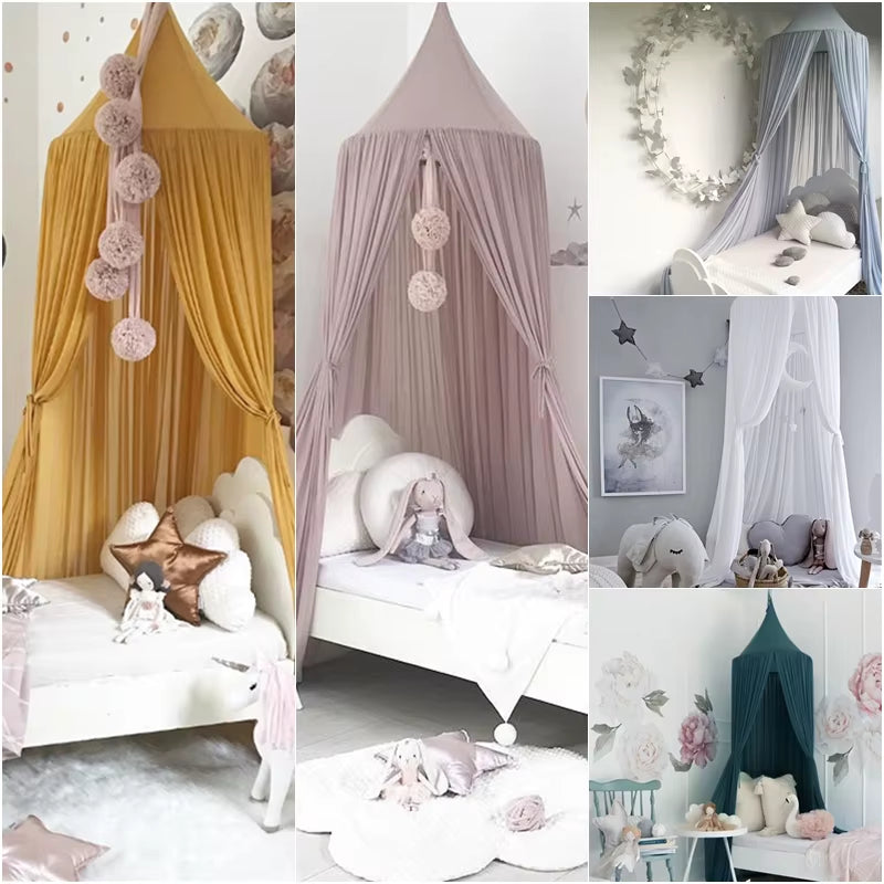 Kids Baby Chiffon Mosquito Net – Pink Princess Canopy Tent & Bed Curtain