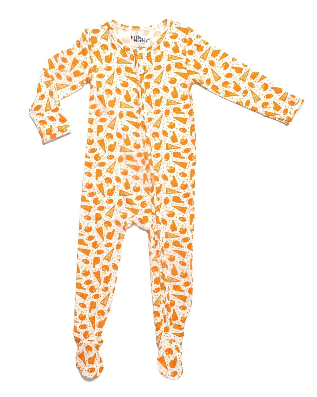 Orange Football Bamboo Baby Pajamas – Zipper Footie