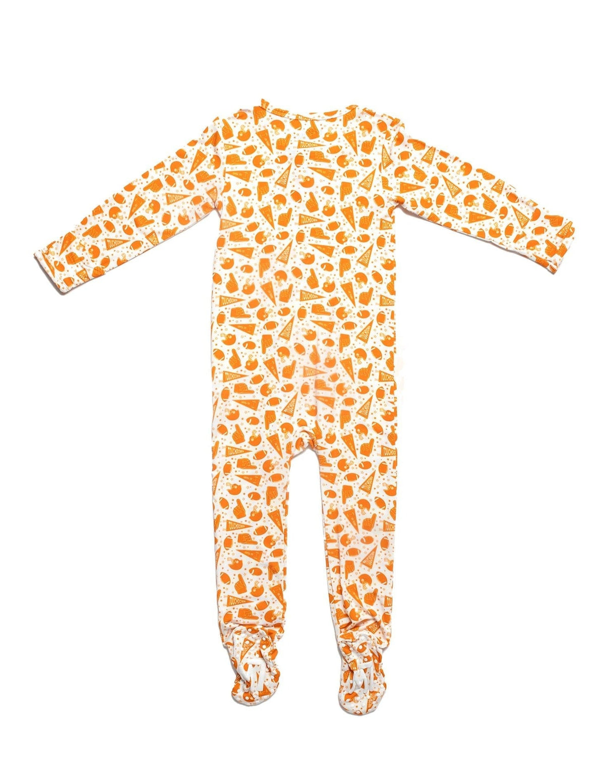 Orange Football Bamboo Baby Pajamas – Zipper Footie