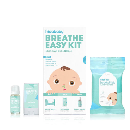 Frida Baby Breathe Easy Kit – Vapor Wipes, Rub & Organic Drops for Baby Congestion Relief