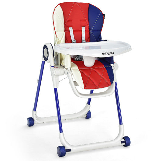Foldable Baby High Chair with Wheels – Red