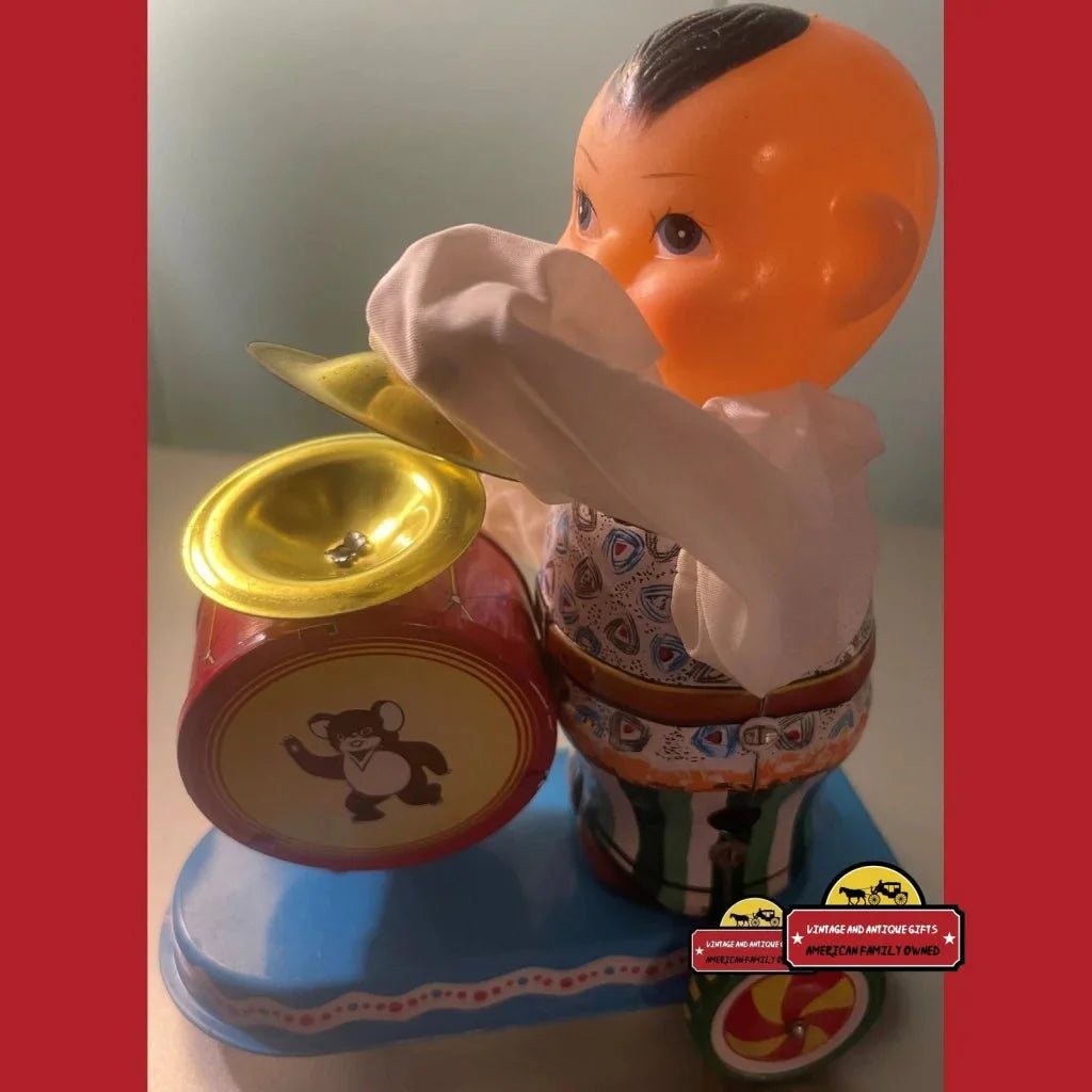 Vintage Tin Clockwork Drummer Boy Toy – Fully Working